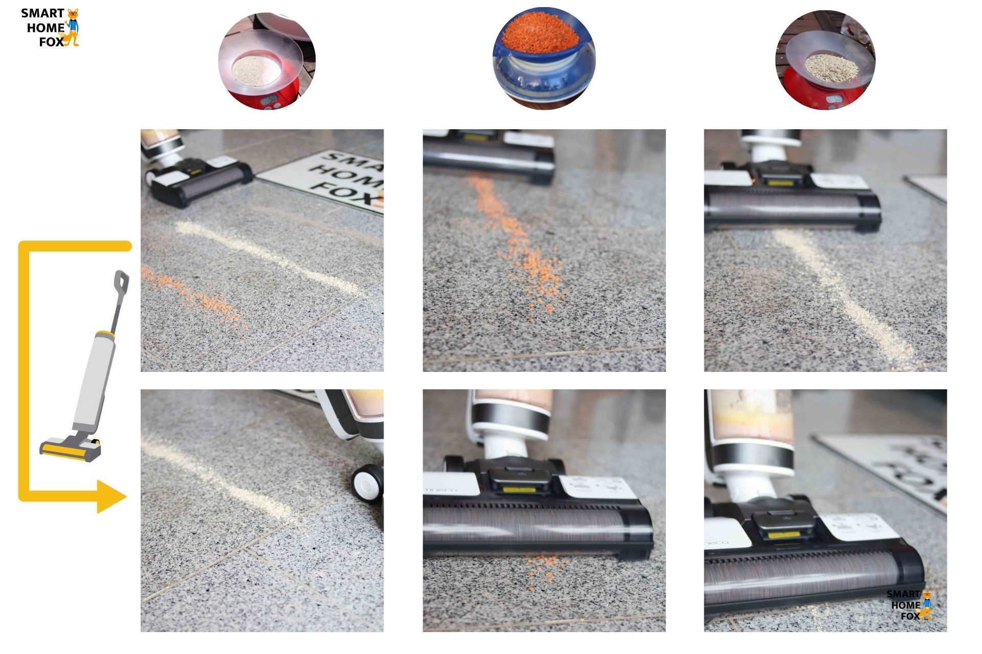 Das Reinigungsergebnis des Tineco iFloor 3 bei trockenem Schmutz